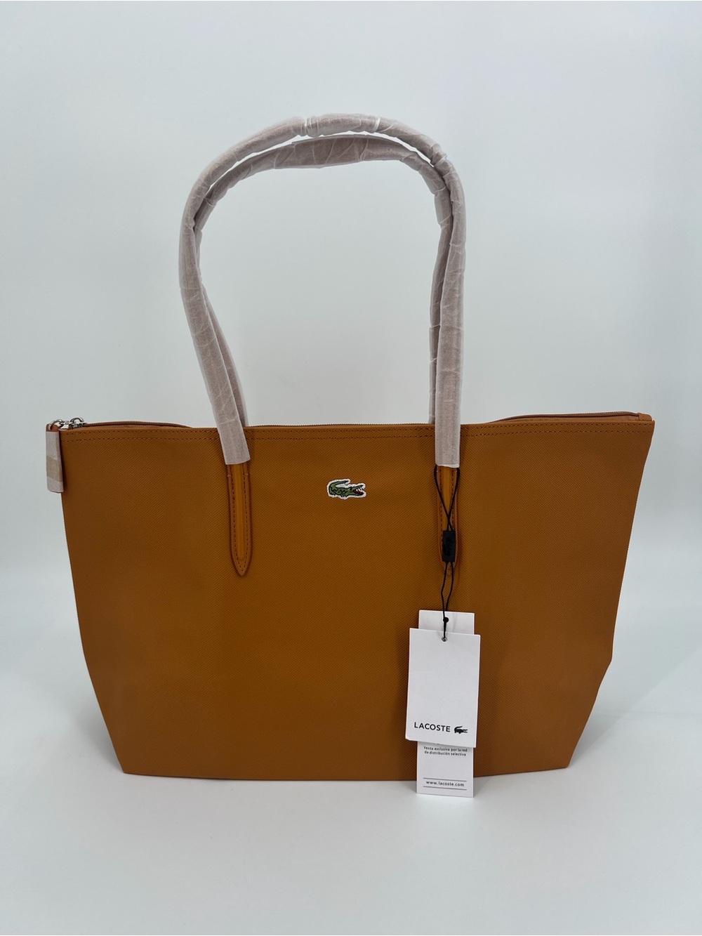 Lacoste Caramel Tote with Signature Crocodile Logo